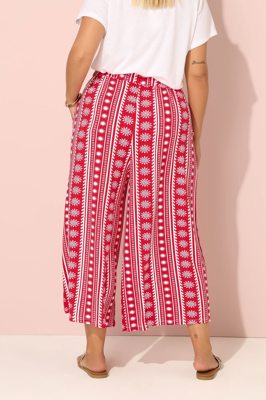 Yours Curve Red Aztec Print Midaxi Culottes
