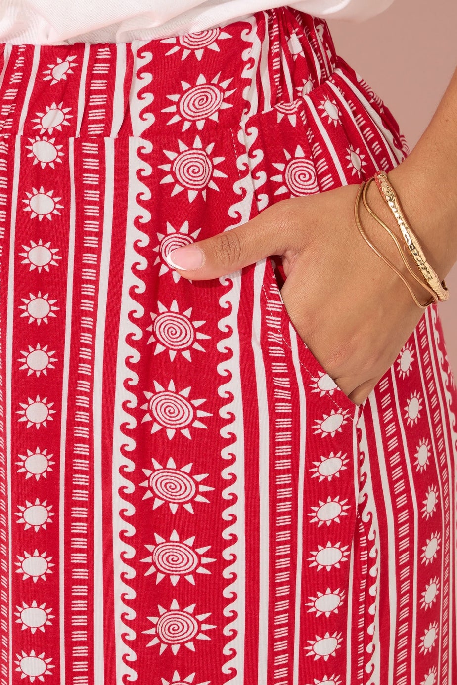 Yours Curve Red Aztec Print Midaxi Culottes