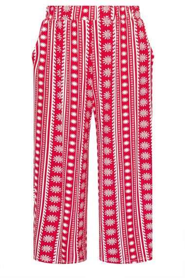 Yours Curve Red Aztec Print Midaxi Culottes