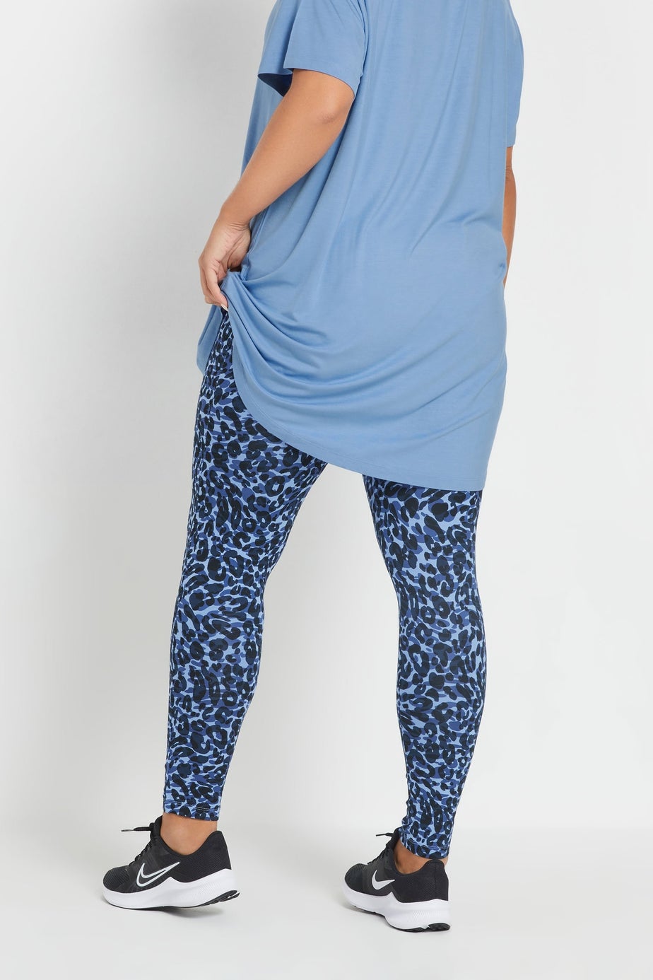 Yours Active Curve Blue Leopard Leggings