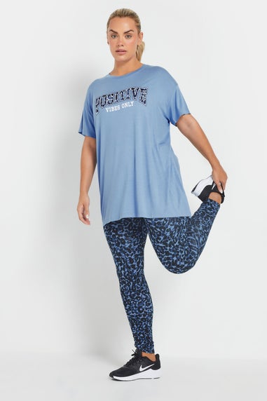 Yours Active Curve Blue Leopard Leggings