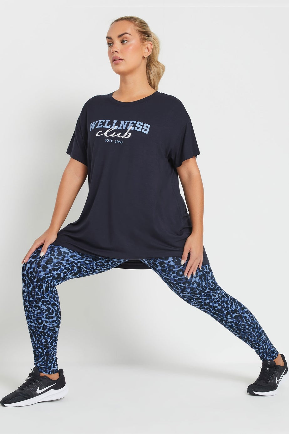 Yours Active Curve Blue Leopard Leggings