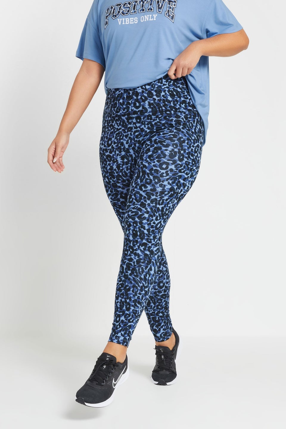 Yours Active Curve Blue Leopard Leggings