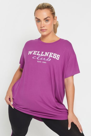 Yours Active Curve Purple Wellness Club Slogan Top
