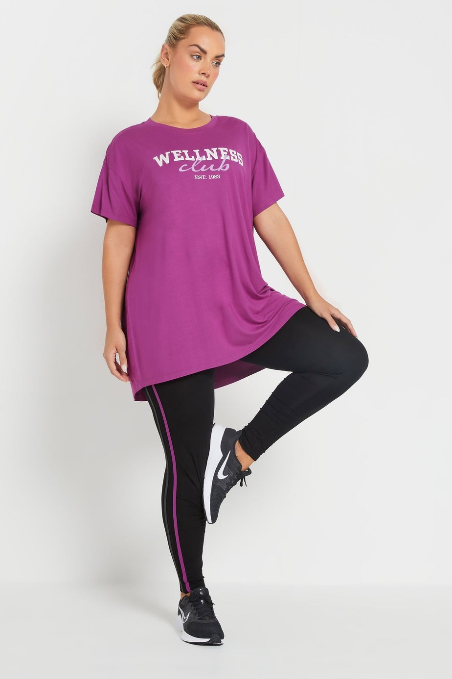 Yours Active Curve Purple Wellness Club Slogan Top