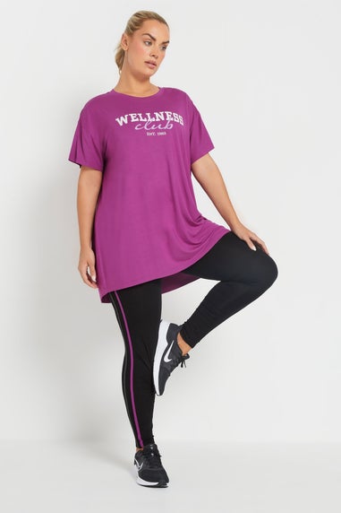 Yours Active Curve Purple Wellness Club Slogan Top