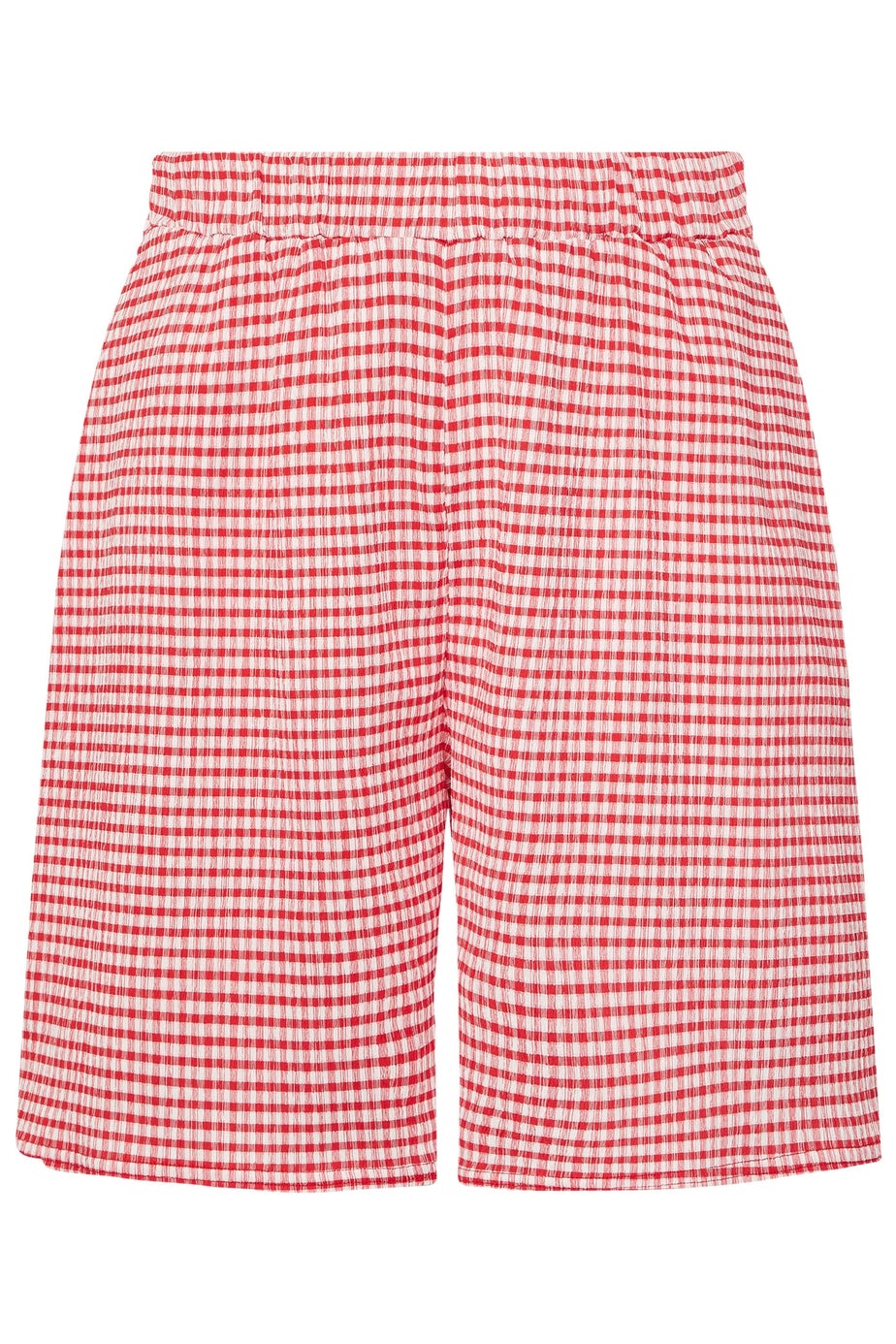 Yours Curve Red Gingham Textured Shorts