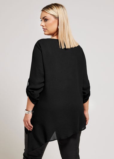 YOURS LONDON Curve Black Asymmetric Hem Blouse