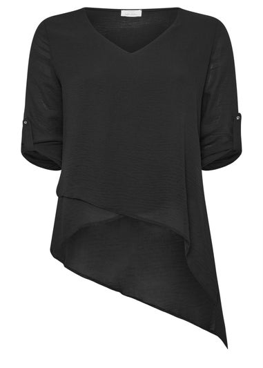 YOURS LONDON Curve Black Asymmetric Hem Blouse