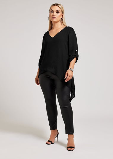 YOURS LONDON Curve Black Asymmetric Hem Blouse