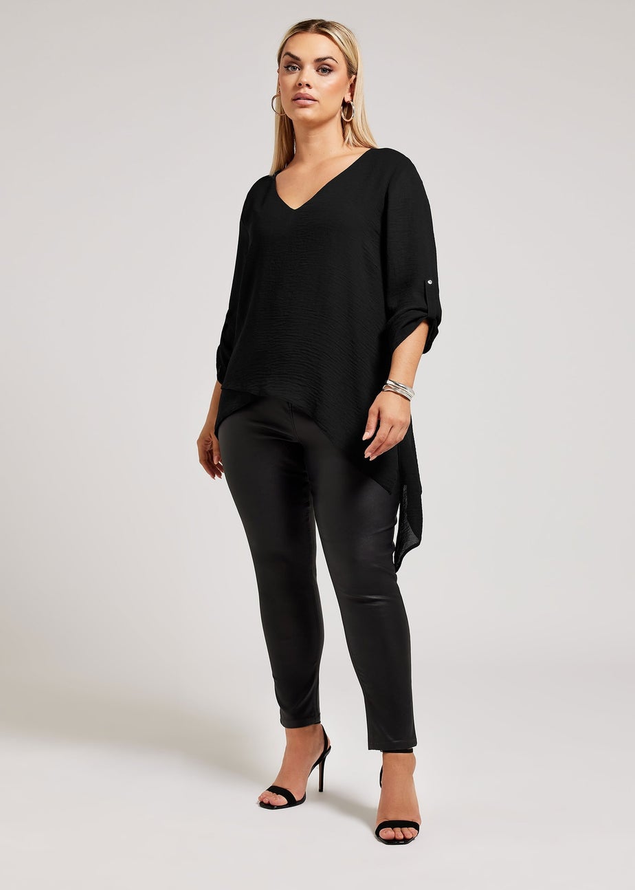 YOURS LONDON Curve Black Asymmetric Hem Blouse