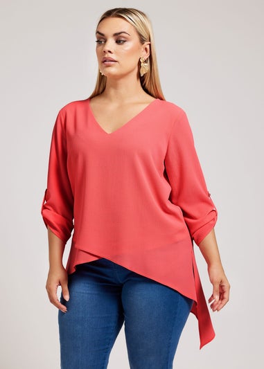YOURS LONDON Curve Pink Asymmetric Hem Blouse