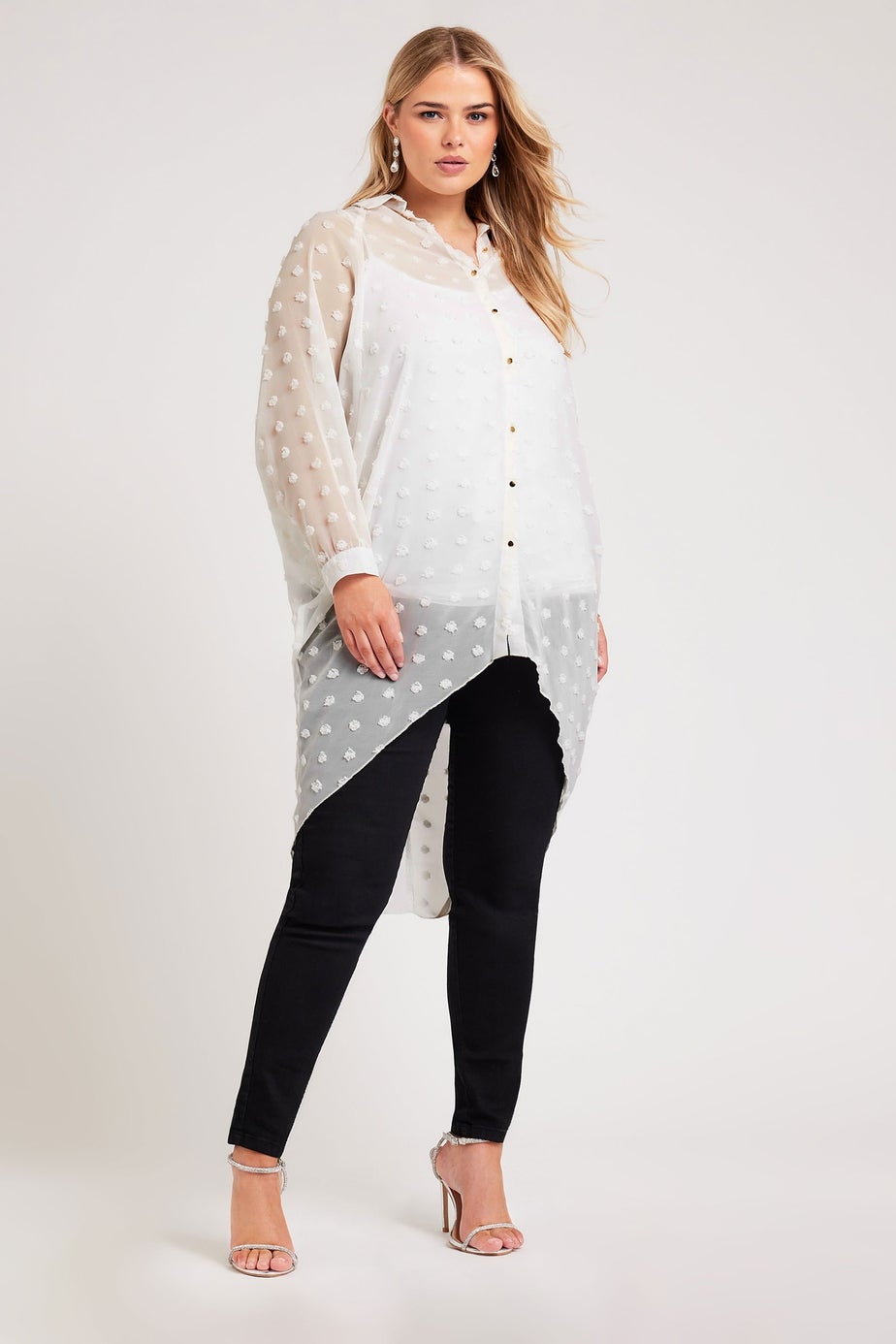 YOURS LONDON Curve White Longline Batwing Sleeve Shirt