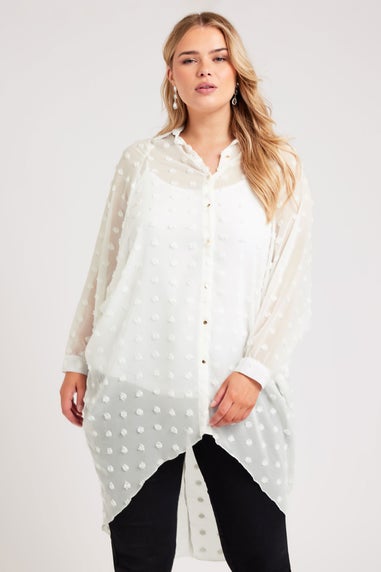 YOURS LONDON Curve White Longline Batwing Sleeve Shirt