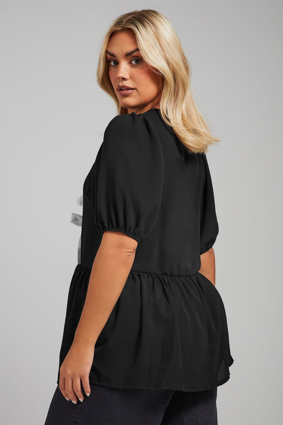 LIMITED COLLECTION Curve Black Bow Tie Front Top