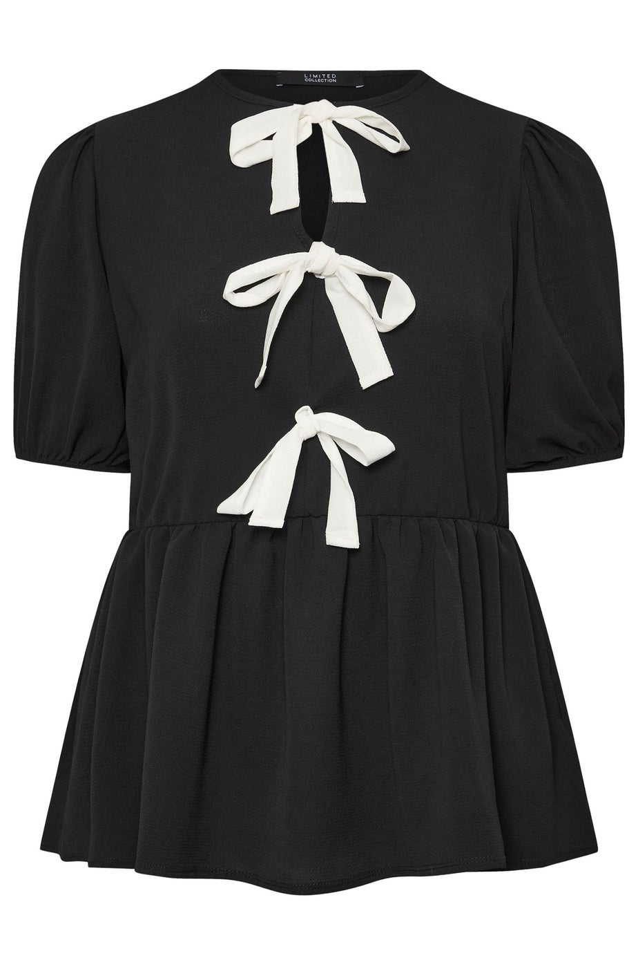 LIMITED COLLECTION Curve Black Bow Tie Front Top