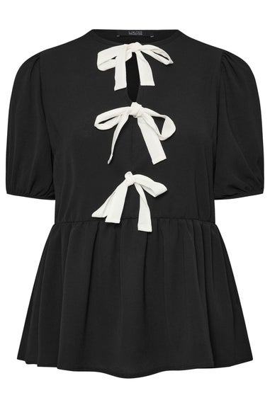 LIMITED COLLECTION Curve Black Bow Tie Front Top