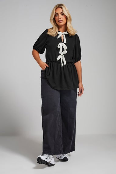 LIMITED COLLECTION Curve Black Bow Tie Front Top