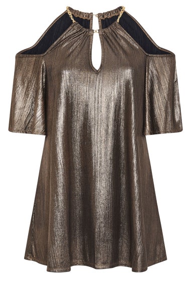YOURS LONDON Curve Gold Metallic Chain Detail Top