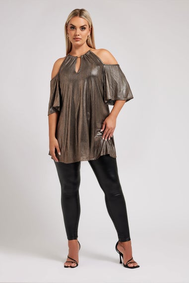 YOURS LONDON Curve Gold Metallic Chain Detail Top