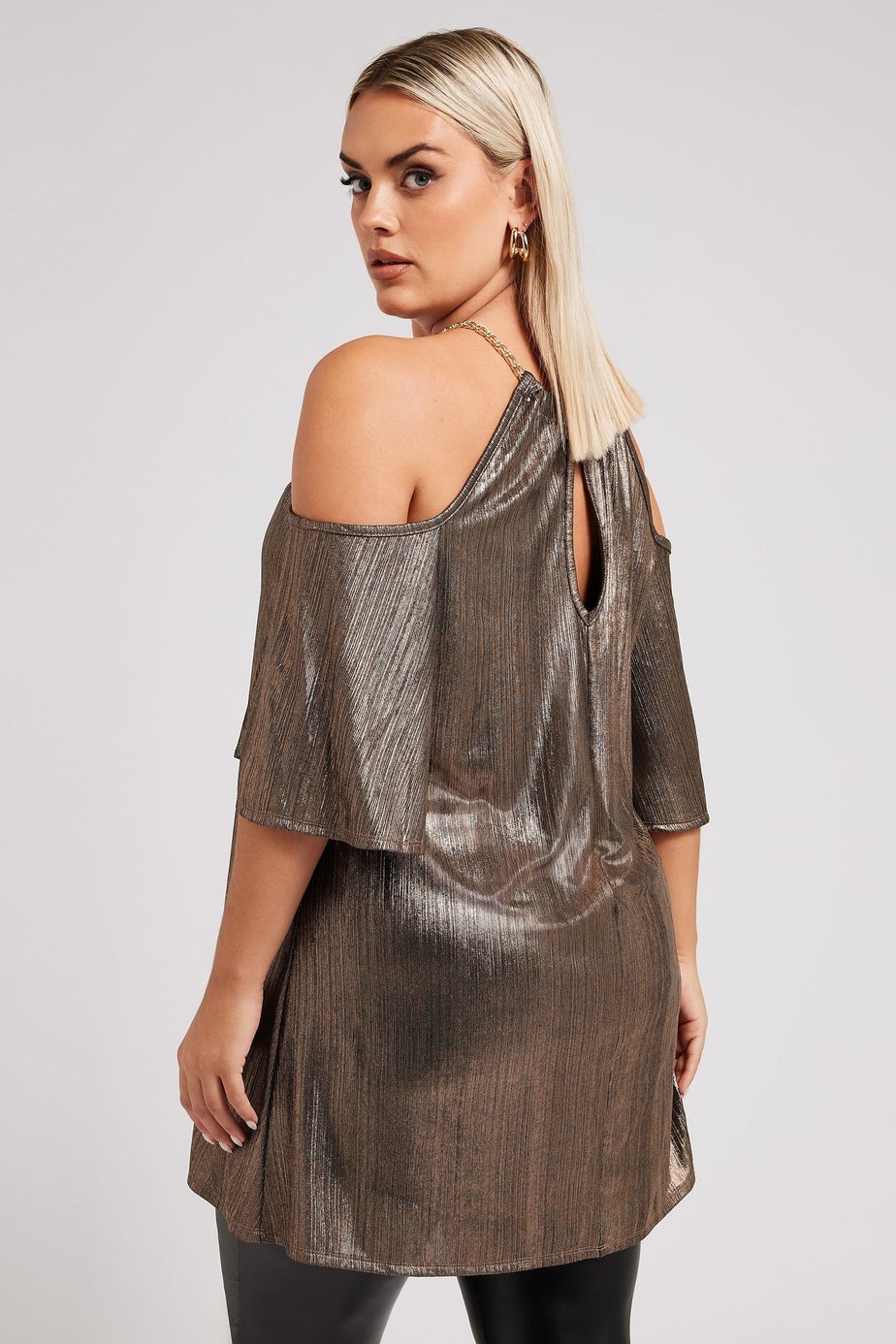 YOURS LONDON Curve Gold Metallic Chain Detail Top