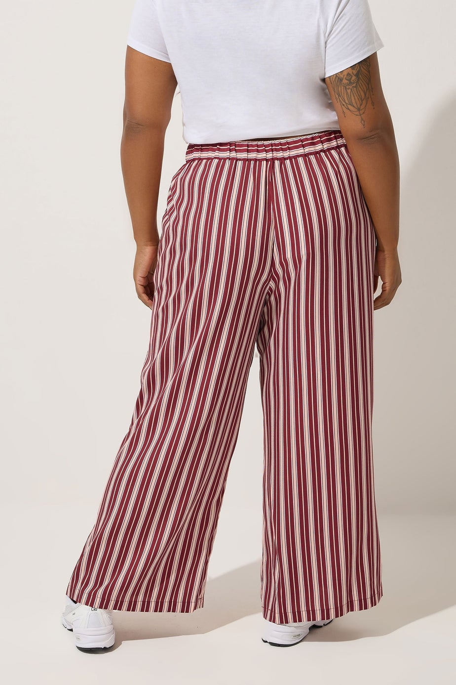 Yours Limited Collection Curve Dark Pink Stripe Boxer Waist Trousers