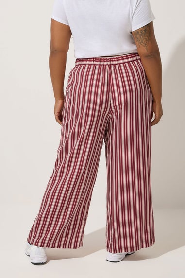 Yours Limited Collection Curve Dark Pink Stripe Boxer Waist Trousers