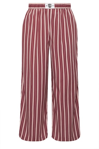 Yours Limited Collection Curve Dark Pink Stripe Boxer Waist Trousers