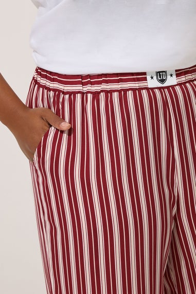 Yours Limited Collection Curve Dark Pink Stripe Boxer Waist Trousers