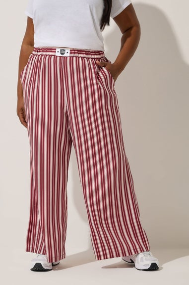 Yours Limited Collection Curve Dark Pink Stripe Boxer Waist Trousers