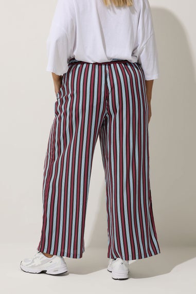 Yours Limited Collection Curve Blue Stripe Boxer Waist Trousers