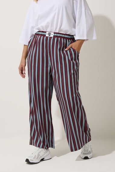 Yours Limited Collection Curve Blue Stripe Boxer Waist Trousers