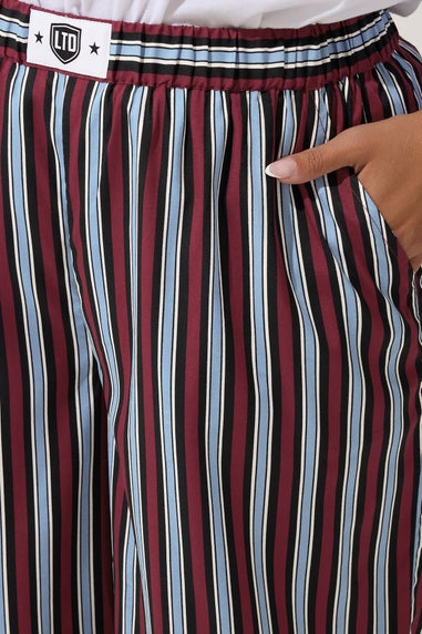 Yours Limited Collection Curve Blue Stripe Boxer Waist Trousers