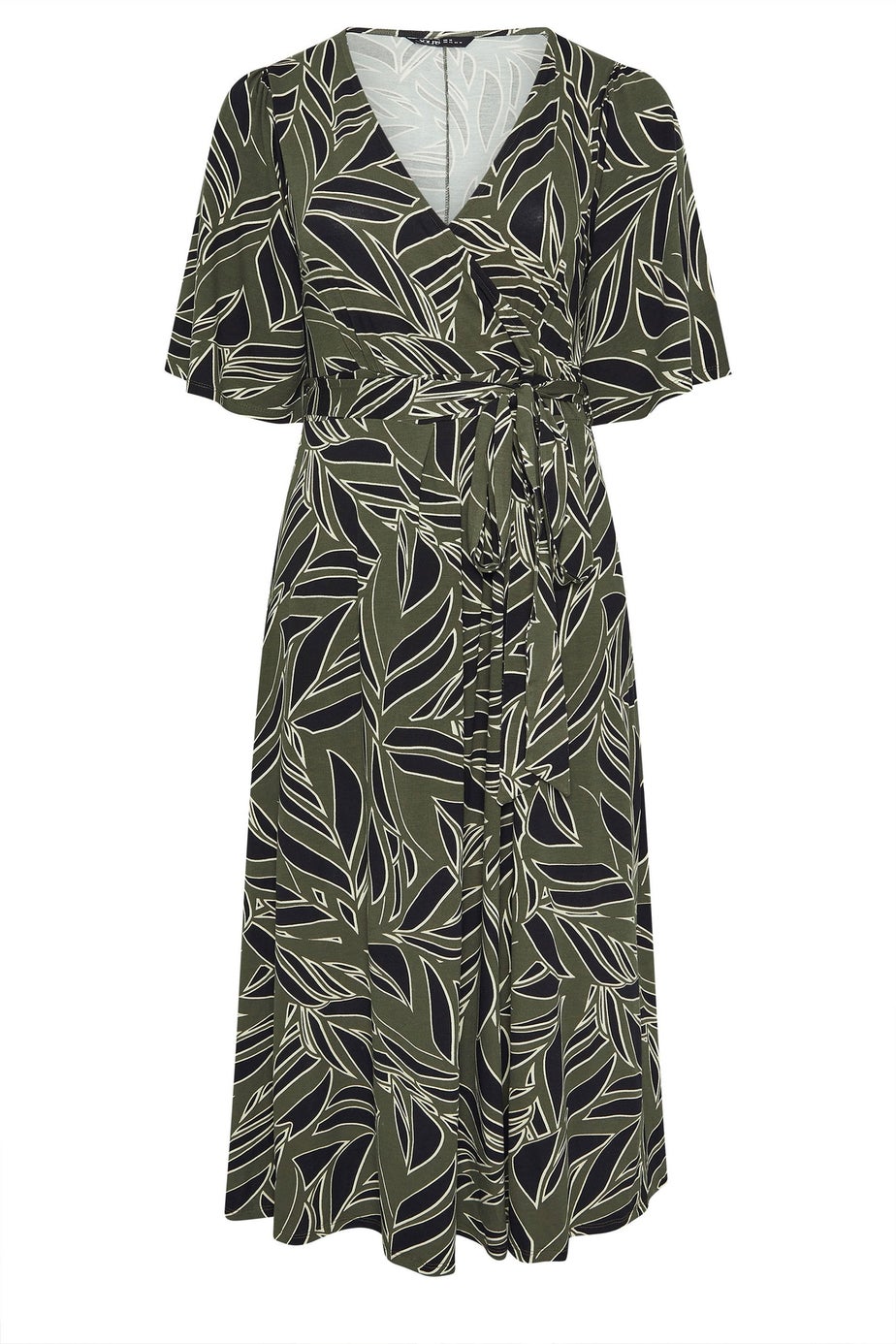 Yours Curve Khaki Green Leaf Wrap Maxi Dress