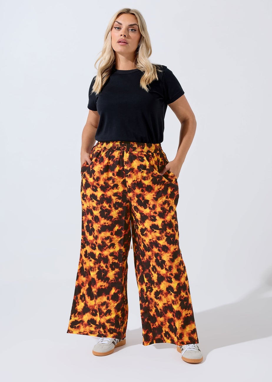 Yours Limited Curve Orange Tortoise Shell Wide Leg Trousers