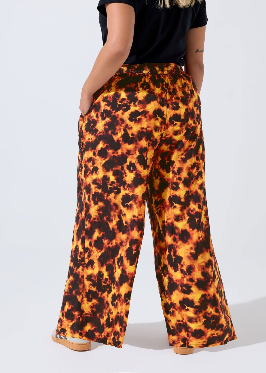 Yours Limited Curve Orange Tortoise Shell Wide Leg Trousers