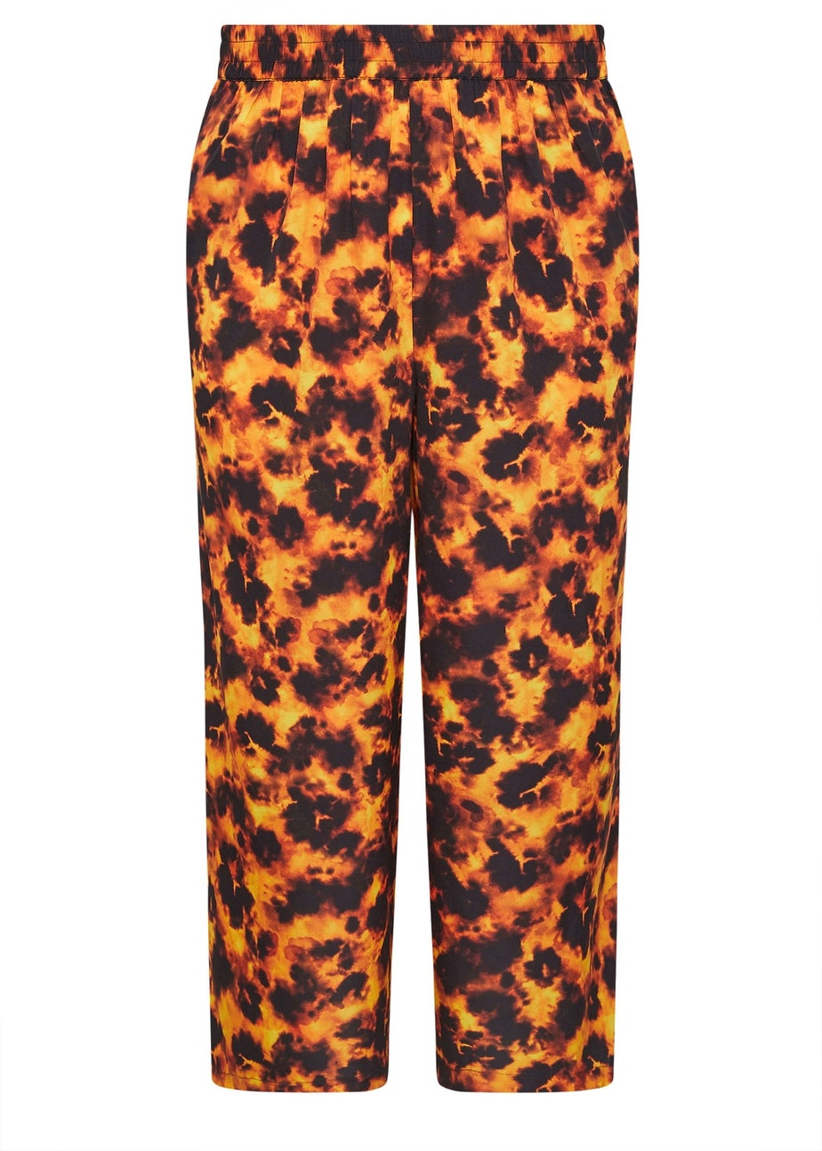 Yours Limited Curve Orange Tortoise Shell Wide Leg Trousers