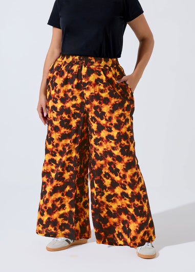 Yours Limited Curve Orange Tortoise Shell Wide Leg Trousers