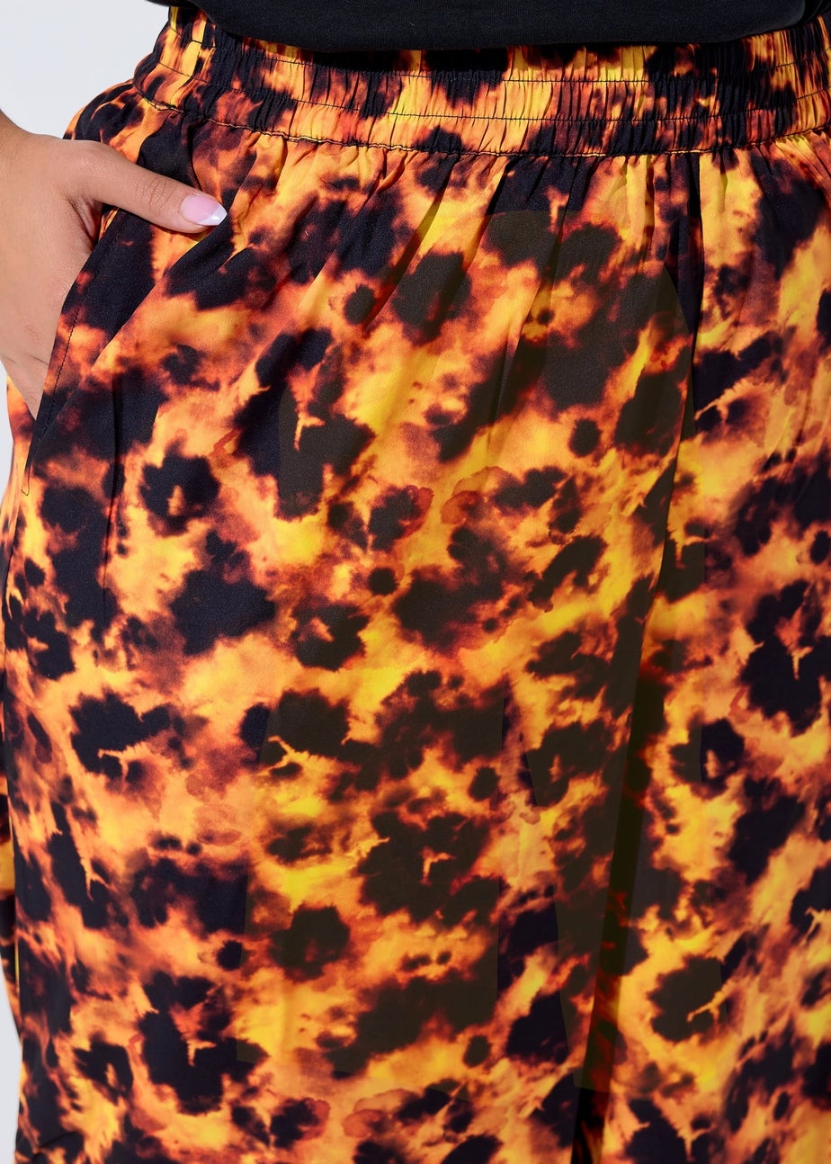 Yours Limited Curve Orange Tortoise Shell Wide Leg Trousers