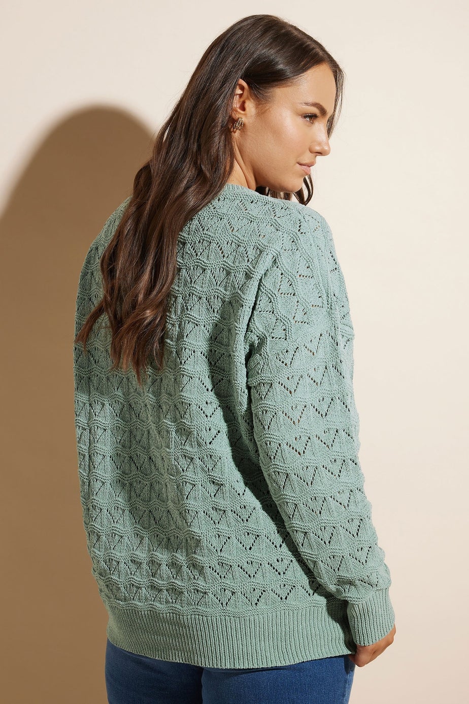 YOURS Curve Light Blue Crochet Chenille Jumper