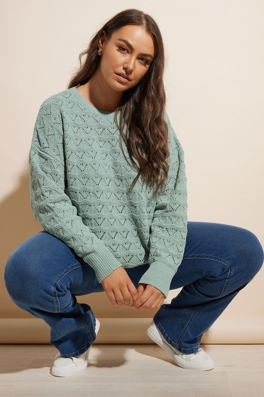 YOURS Curve Light Blue Crochet Chenille Jumper
