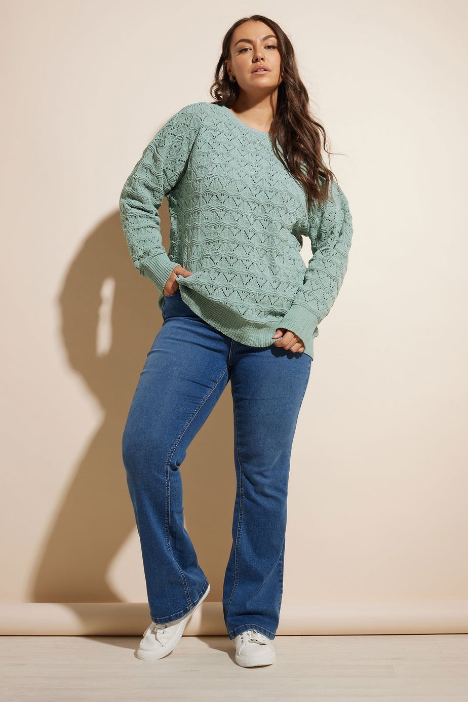 YOURS Curve Light Blue Crochet Chenille Jumper