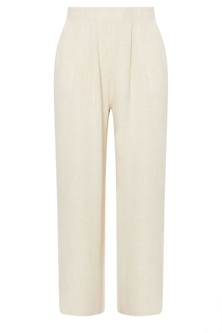 Yours Curve Natural Brown Pleat Front Linen Trousers
