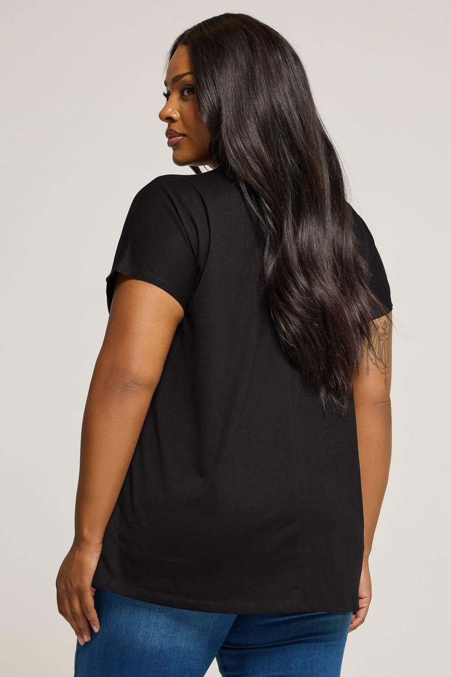 Yours Curve Black Wild West Laser Cut Slogan T-Shirt