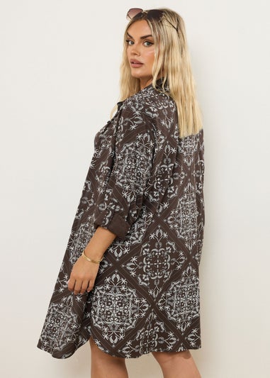 YOURS Curve Brown Paisley Print Longline Shirt