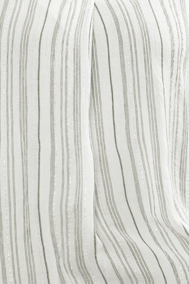 YOURS Curve White Stripe Metallic Blouse