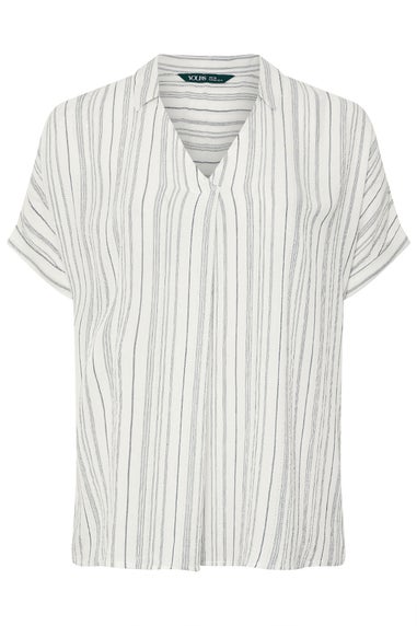 YOURS Curve White Stripe Metallic Blouse