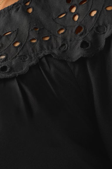 YOURS Curve Black Broderie Anglaise Blouse
