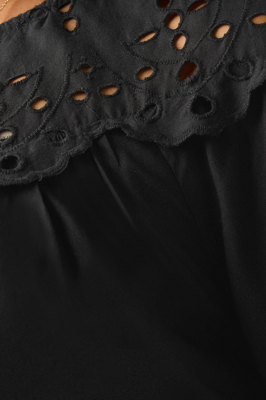 YOURS Curve Black Broderie Anglaise Blouse