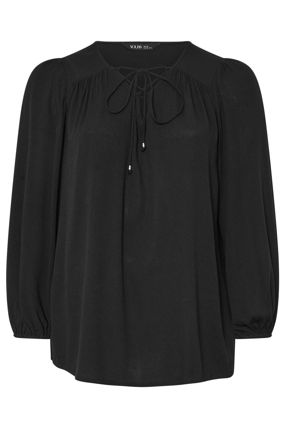 YOURS Curve Black Lattice Tie Front Blouse